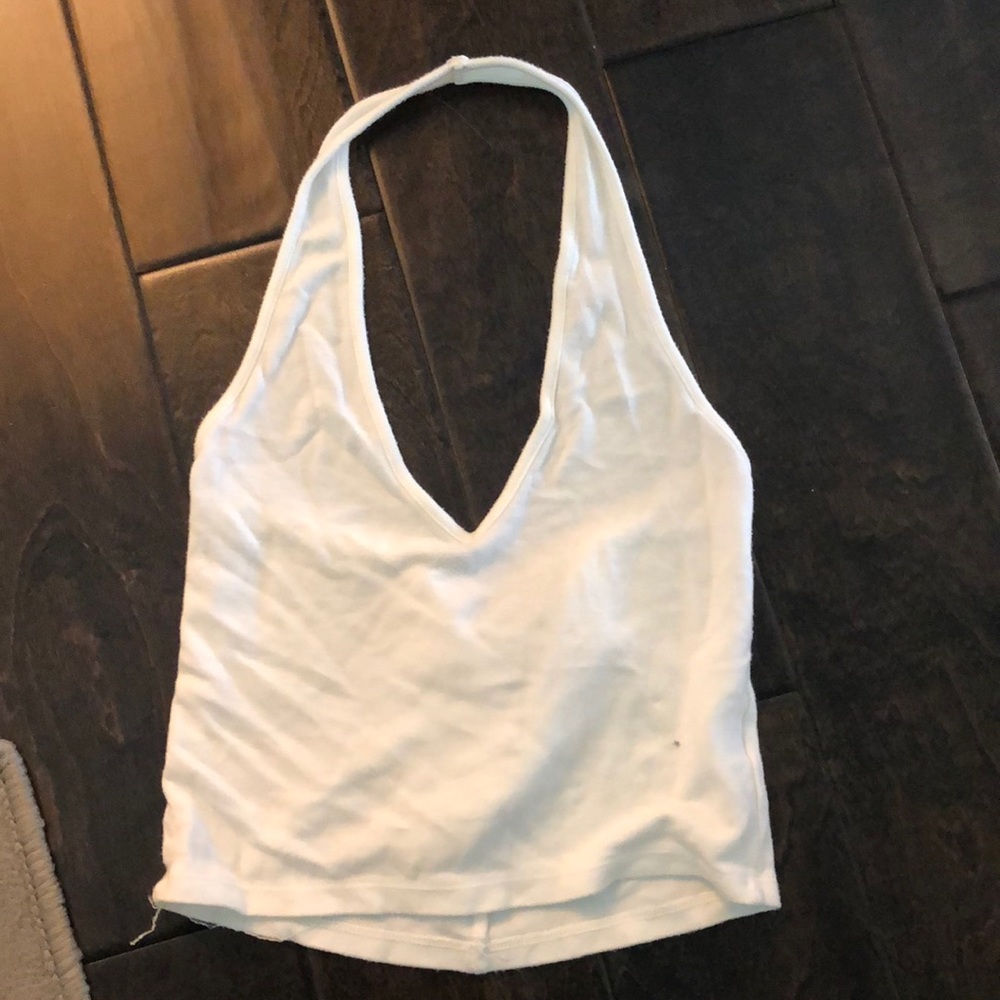 Brandy Melville White Cropped Halter Top